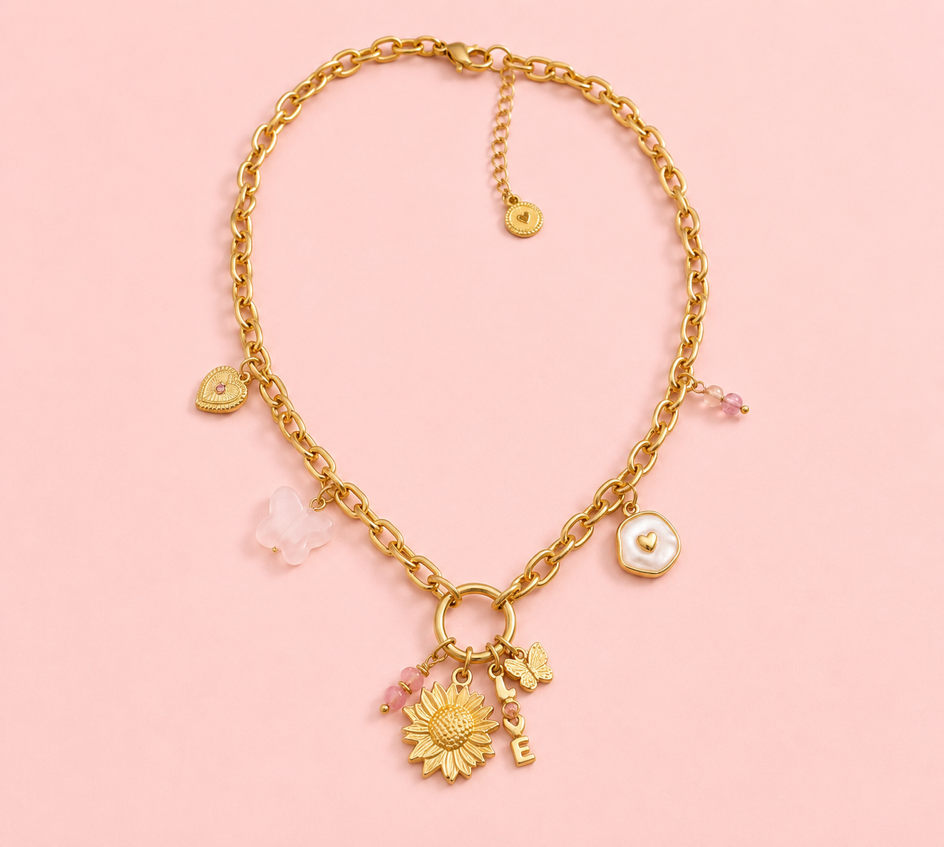 Love - Collier à charms soleil et lettres LOVE