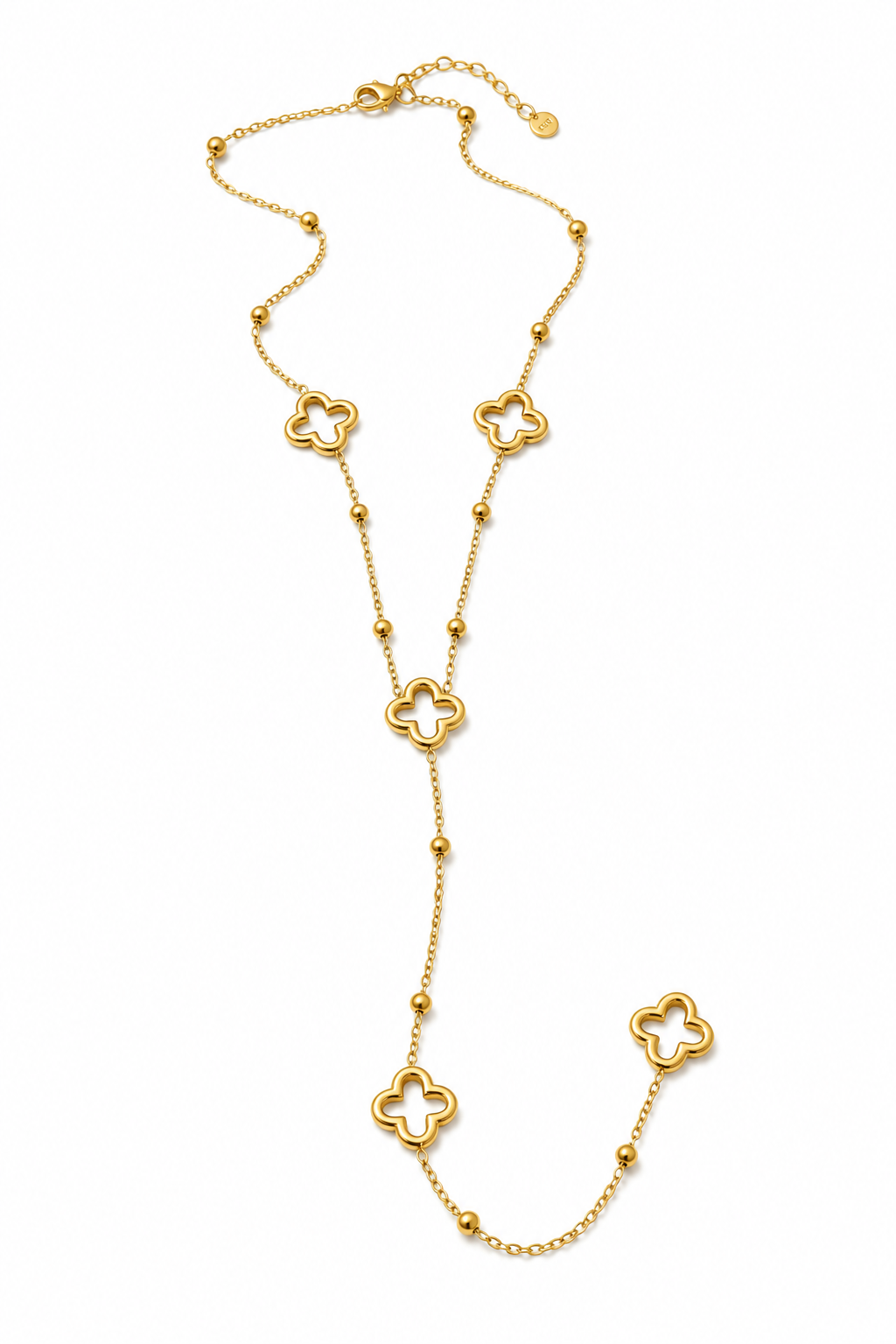 Maëlia – collier Y doré motifs trèfles