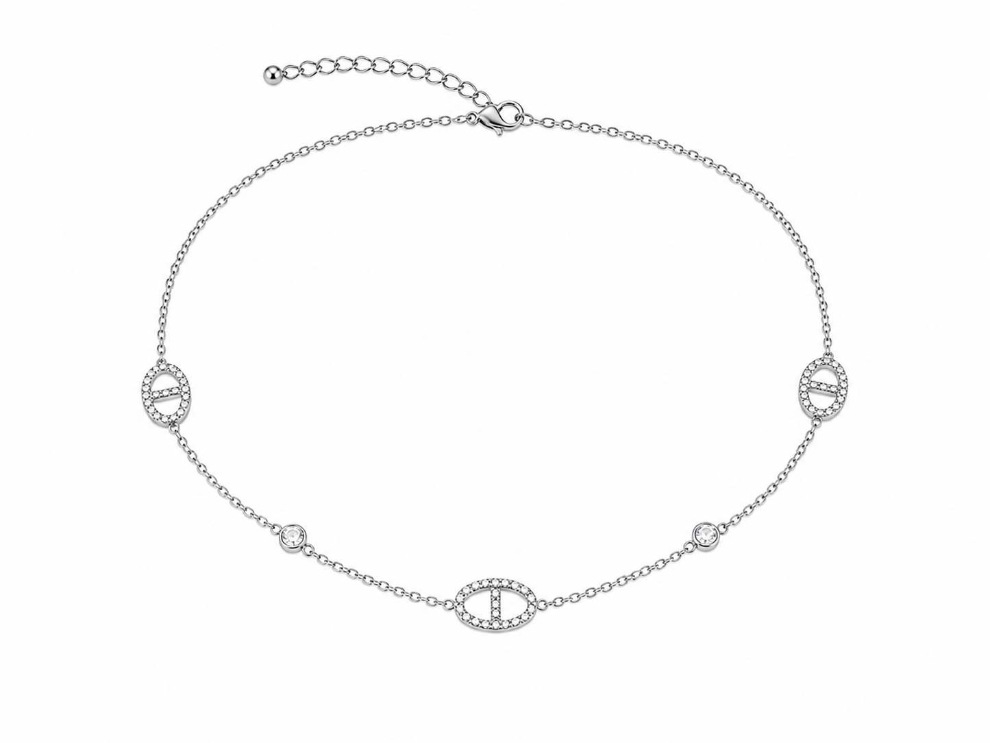 Émy – collier ras du cou maille marine & zircon