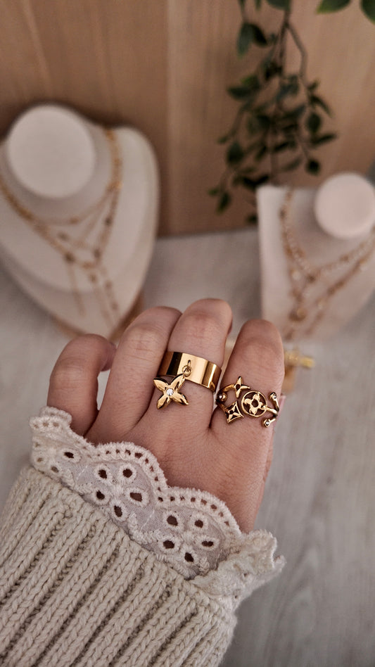 Aurélia - bague ajustable dorée pendentif étoile
