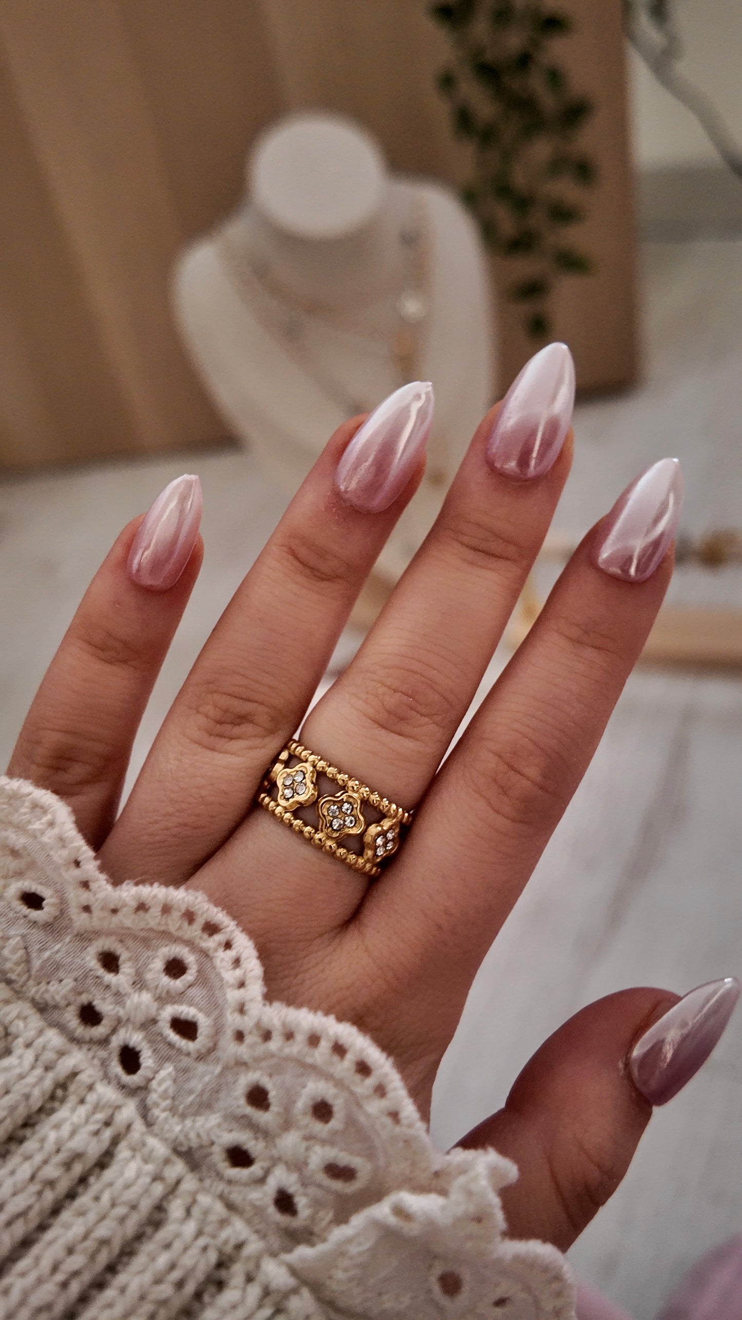 Soléna - bague ajustable dorée effet solaire