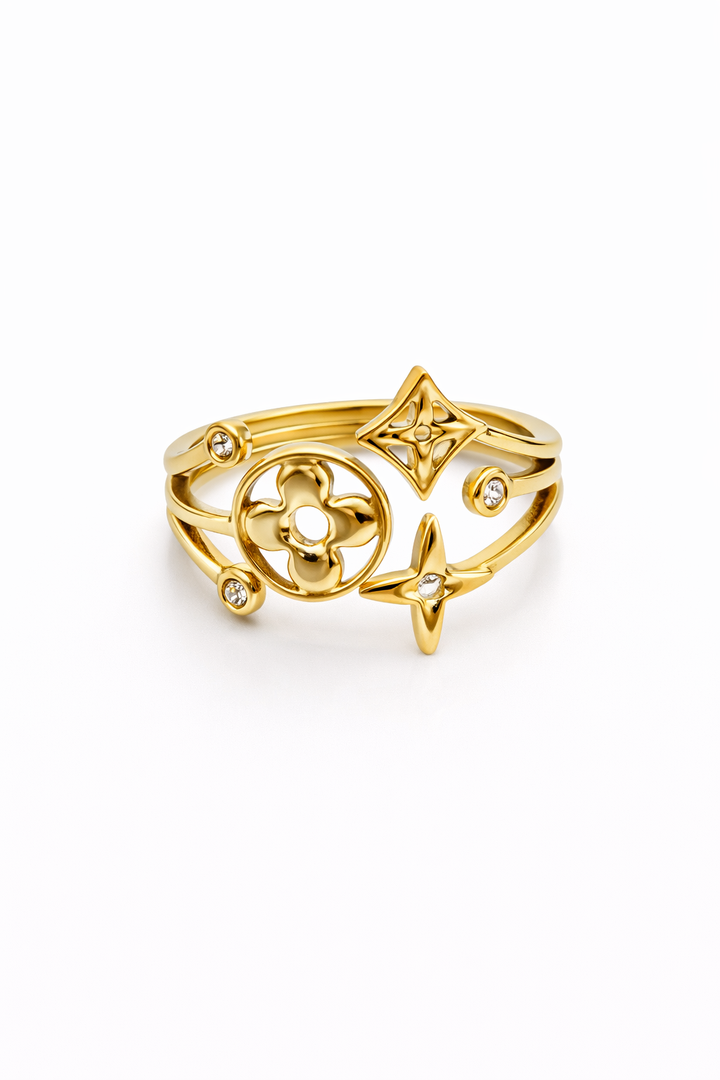 Althéa - bague dorée ajustable motifs étoiles