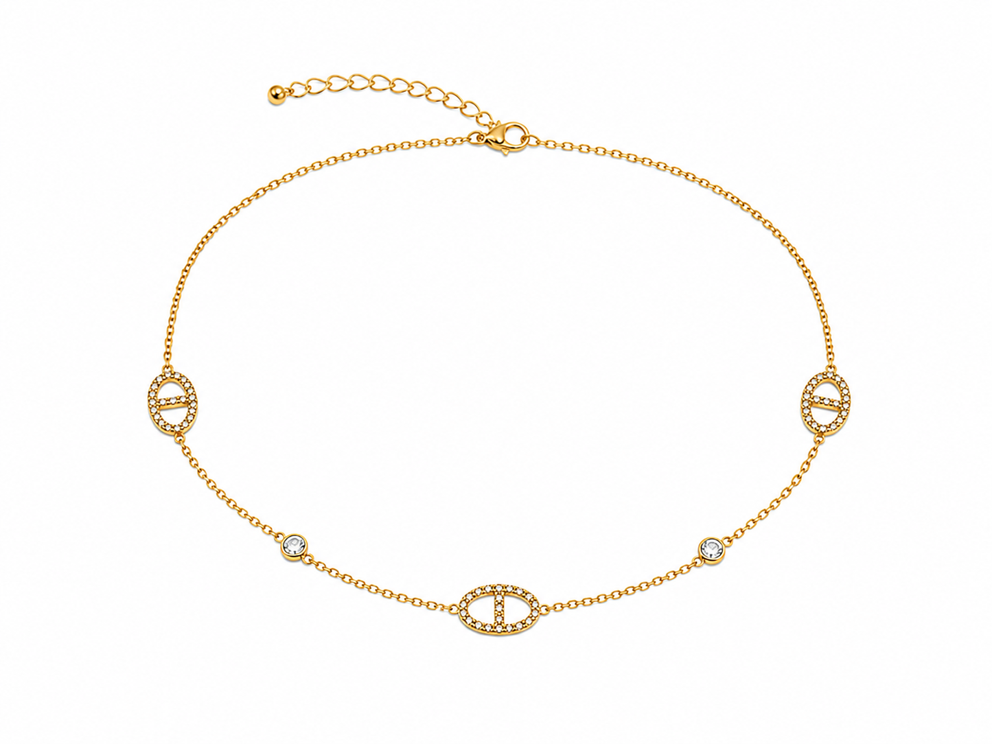 Émy – collier ras du cou maille marine & zircon