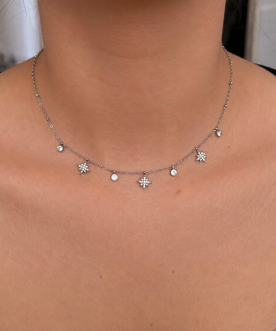 Iséa – collier ras du cou étoiles & zircon