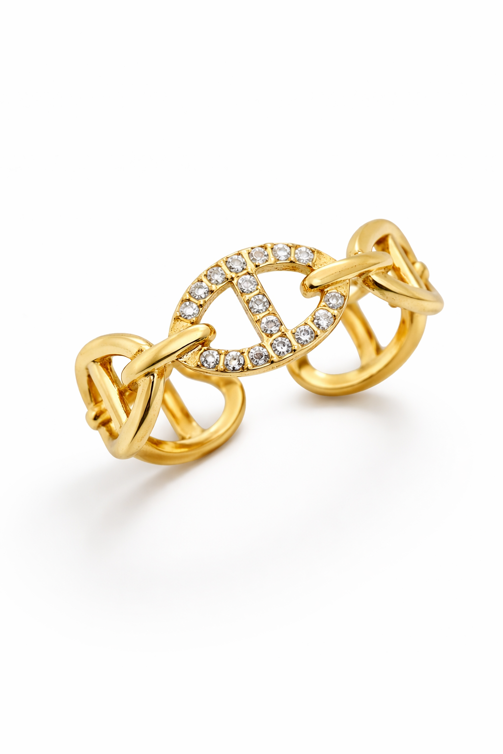 Victoire - bague dorée chaîne ornée de strass