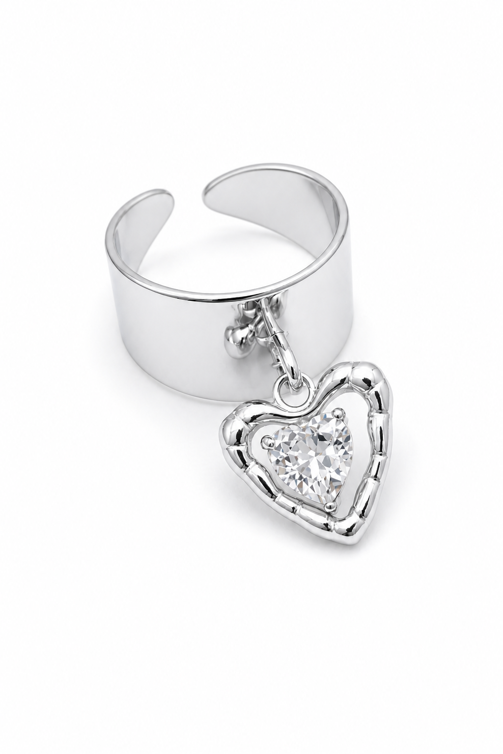 Célia – bague ajustable cœur & zircon