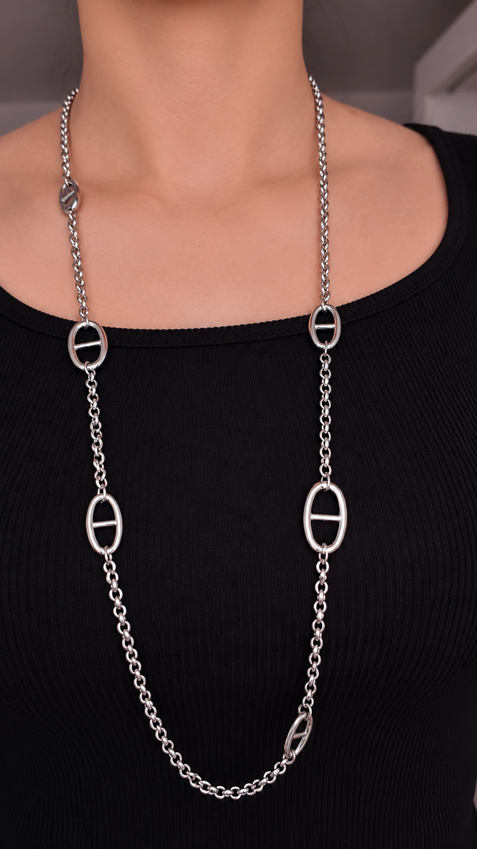 Ayna – sautoir maille marine