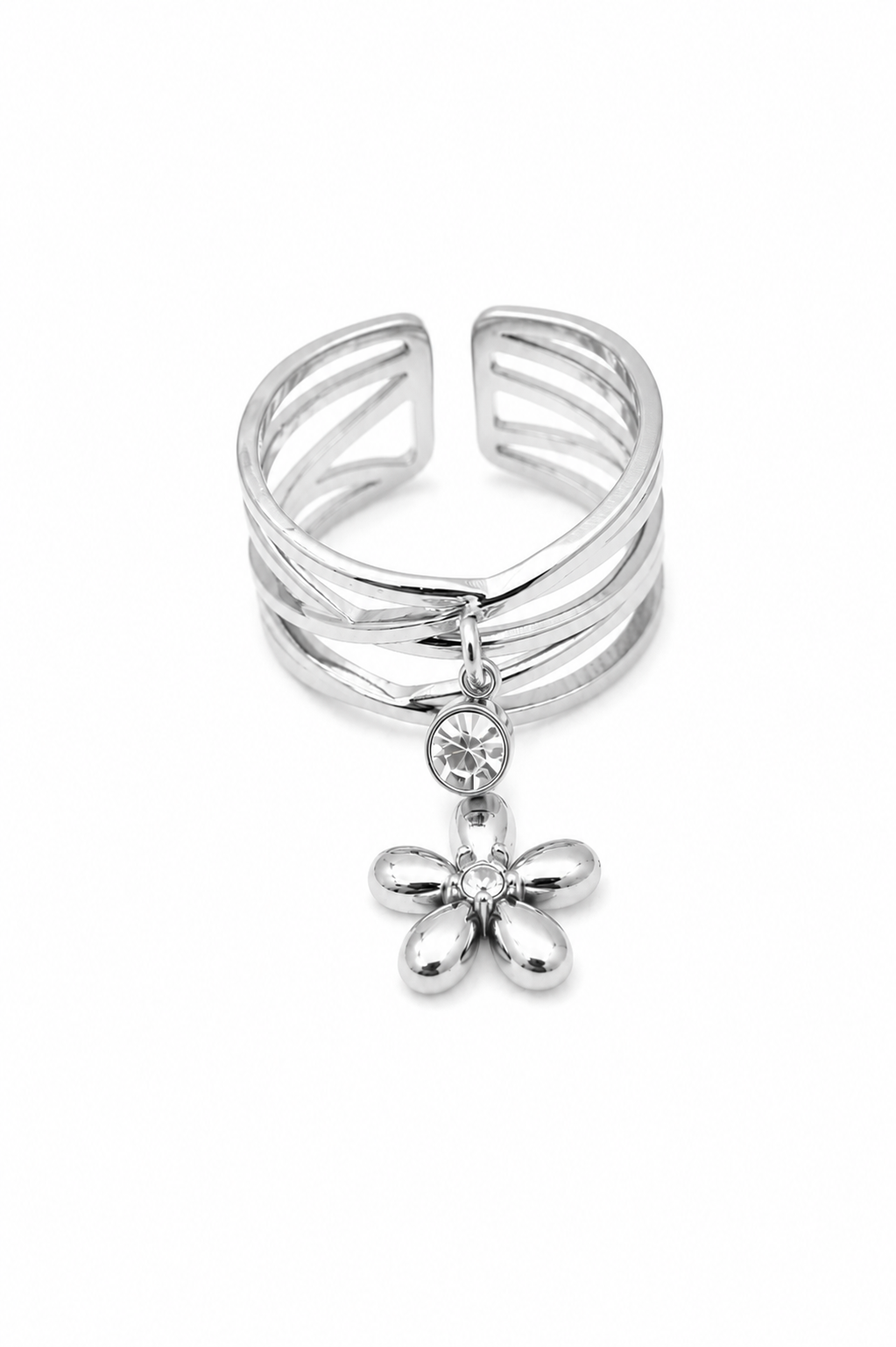 Flora - bague ajustable dorée avec détails fleuris