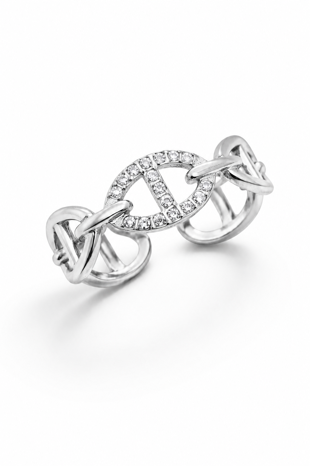 Victoire - bague dorée chaîne ornée de strass