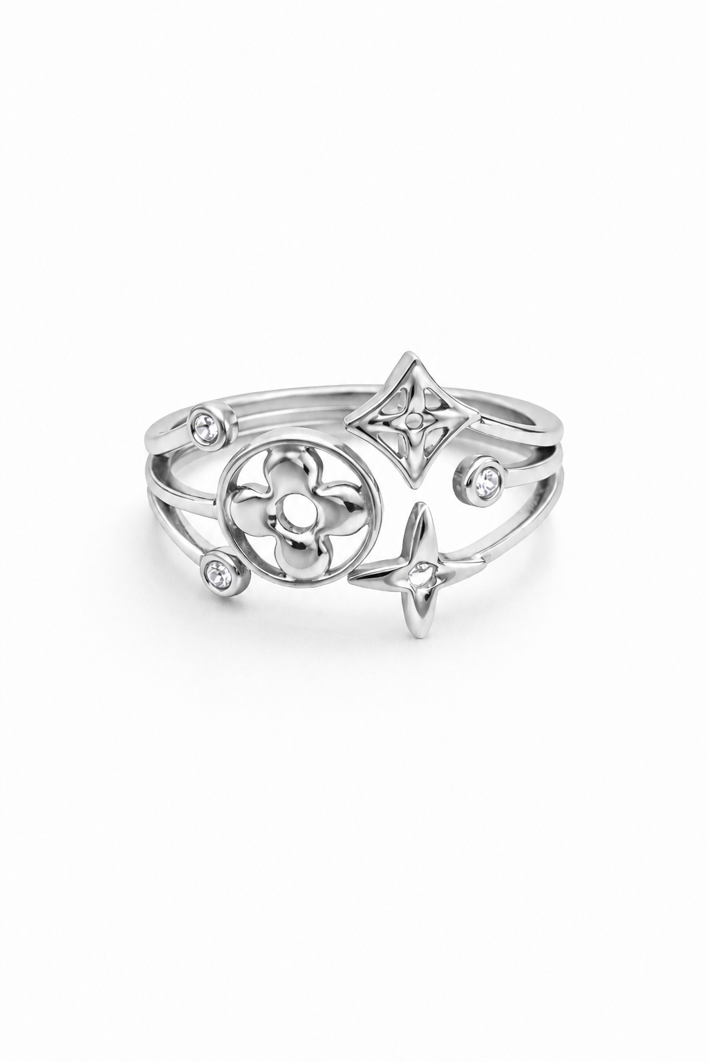 Althéa - bague dorée ajustable motifs étoiles