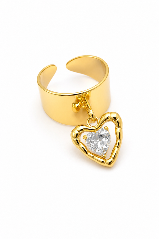 Célia – bague ajustable cœur & zircon