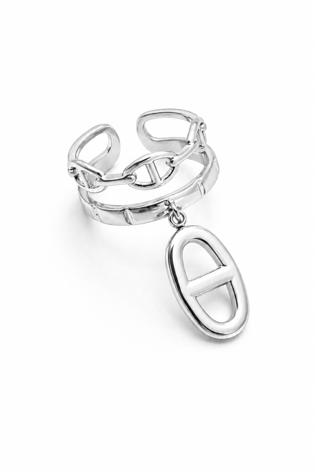 Viana - bague ajustable chaîne pendentif maille