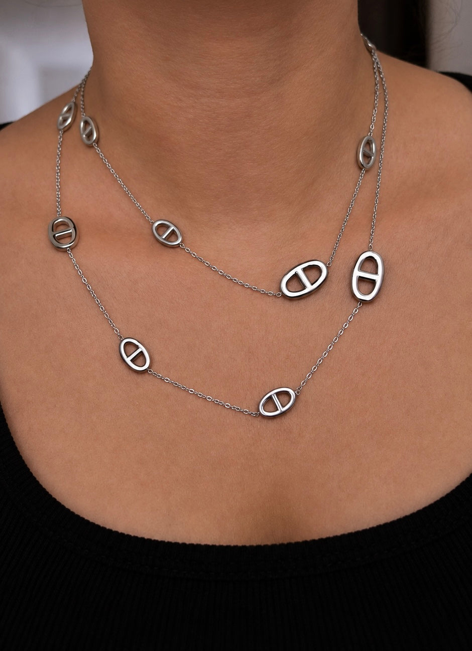 Camélia – collier sautoir maille marine épaisse
