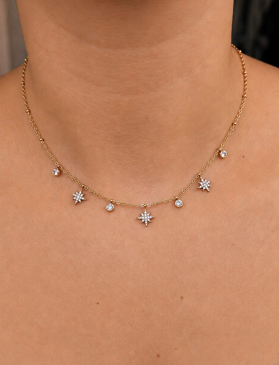 Iséa – collier ras du cou étoiles & zircon