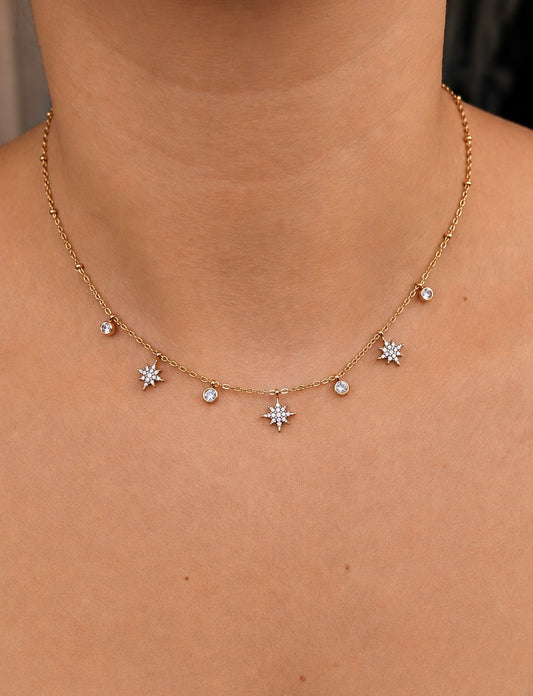 Iséa – collier ras du cou étoiles & zircon