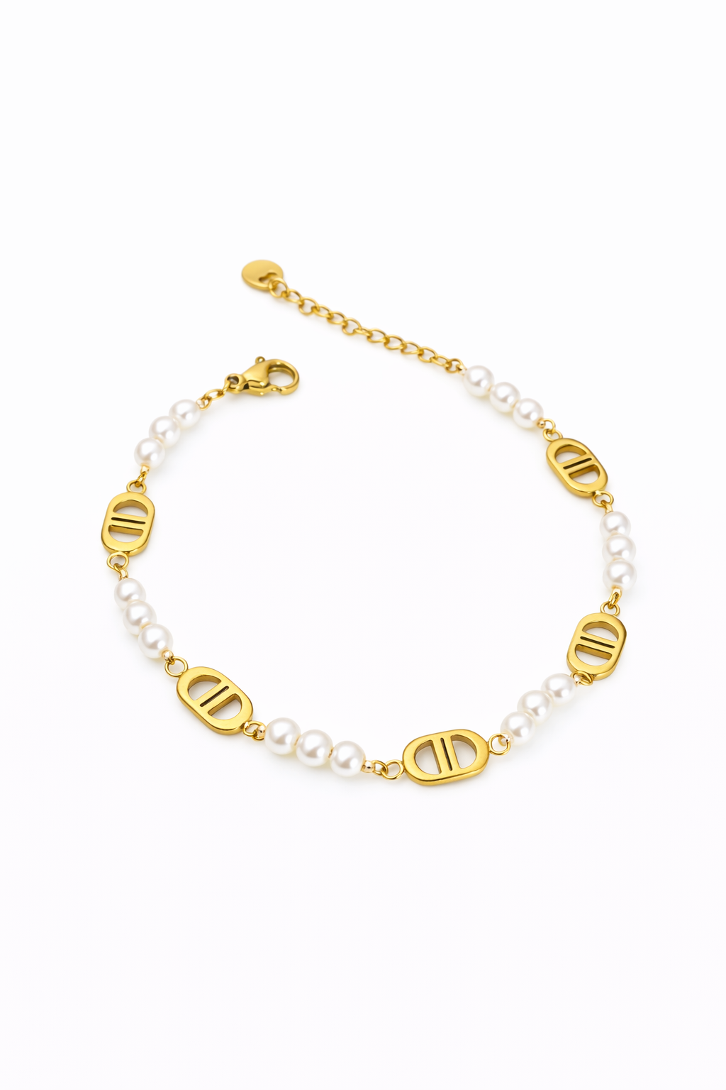 Valina - bracelet ovales et perles dorés