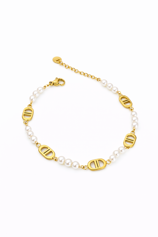 Valina - bracelet ovales et perles dorés