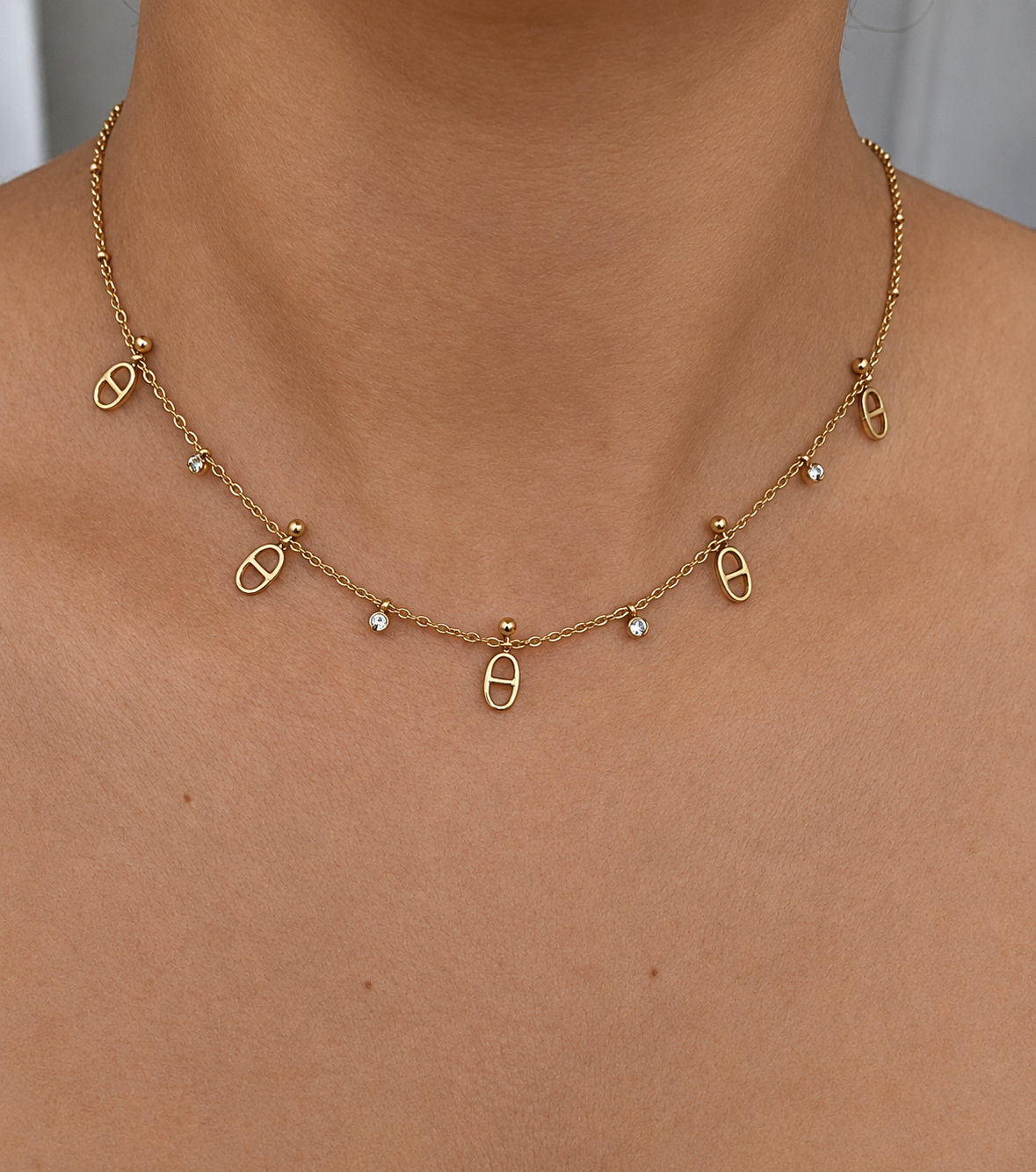 Alma – collier ras du cou maille marine
