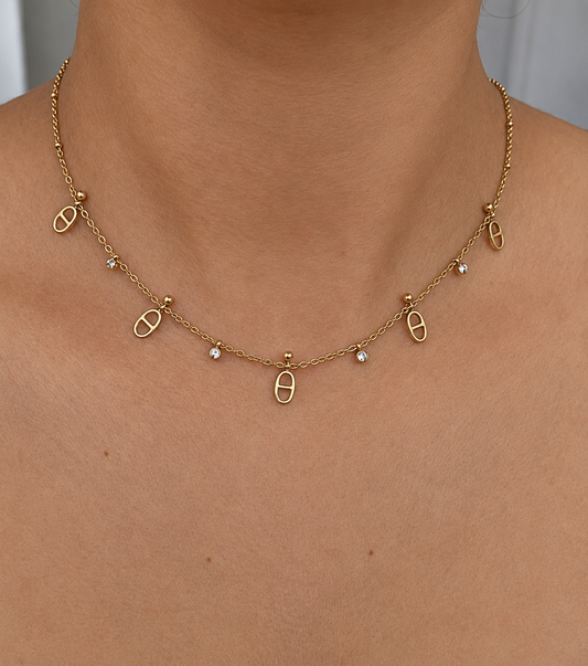 Alma – collier ras du cou maille marine