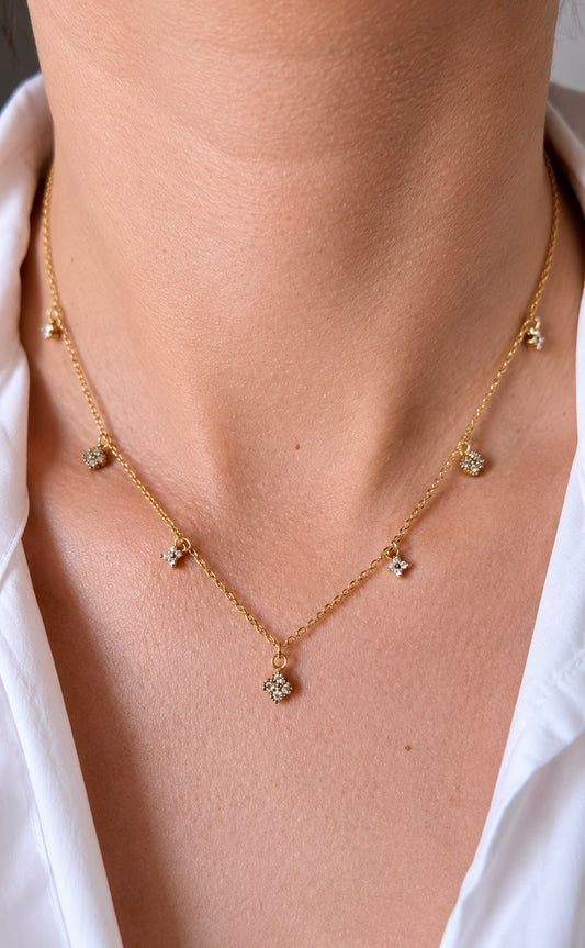 Inaya – collier ras du cou doré motifs zircon