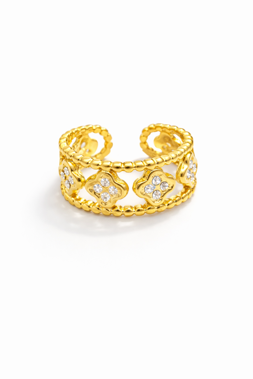 Soléna - bague ajustable dorée effet solaire