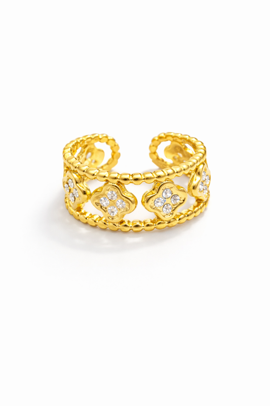 Soléna - bague ajustable dorée effet solaire