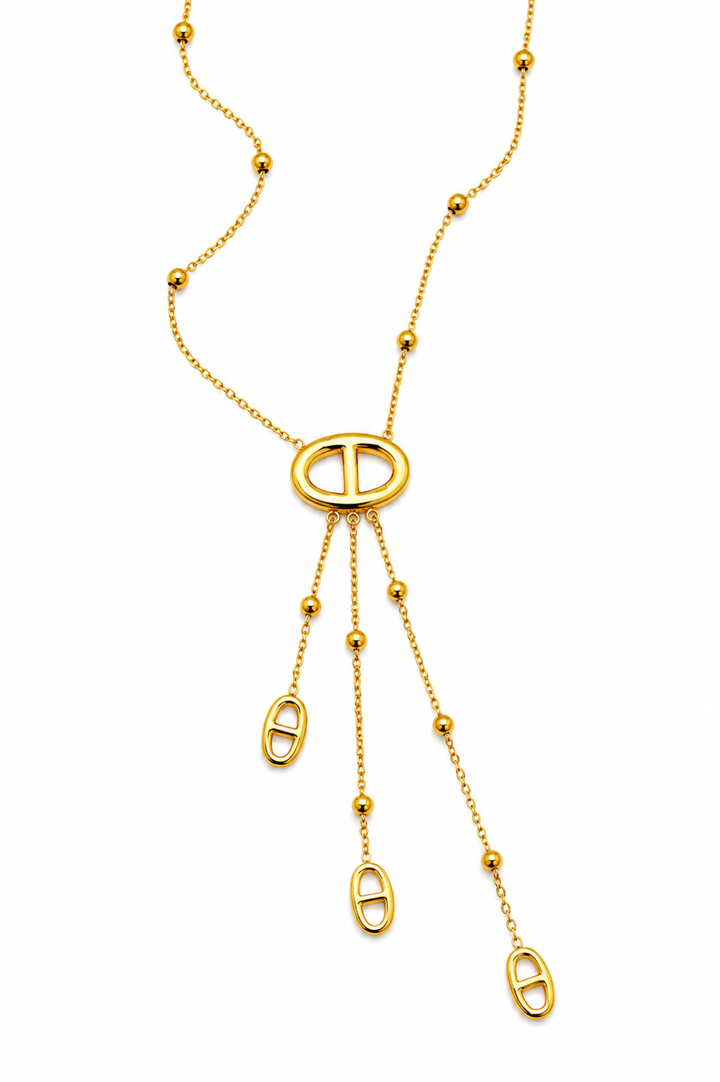 Ayuni – collier Y maille marine