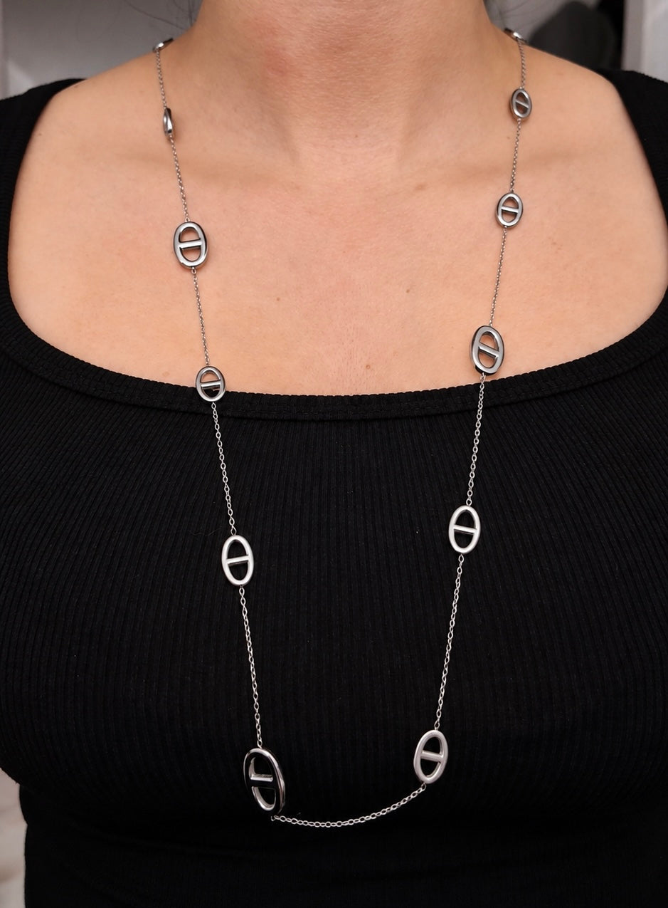 Camélia – collier sautoir maille marine épaisse