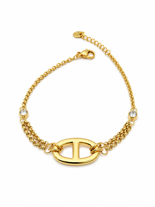 Aveline – bracelet maille marine & zircon