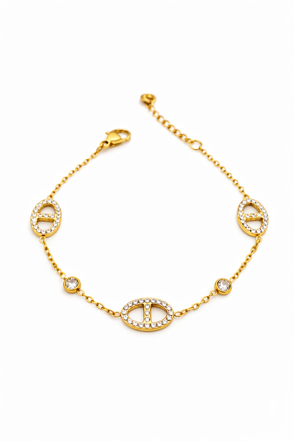 Léora - bracelet doré maille marine sertie de strass