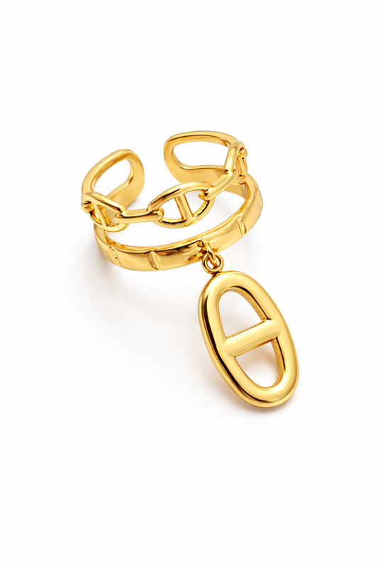 Viana - bague ajustable chaîne pendentif maille