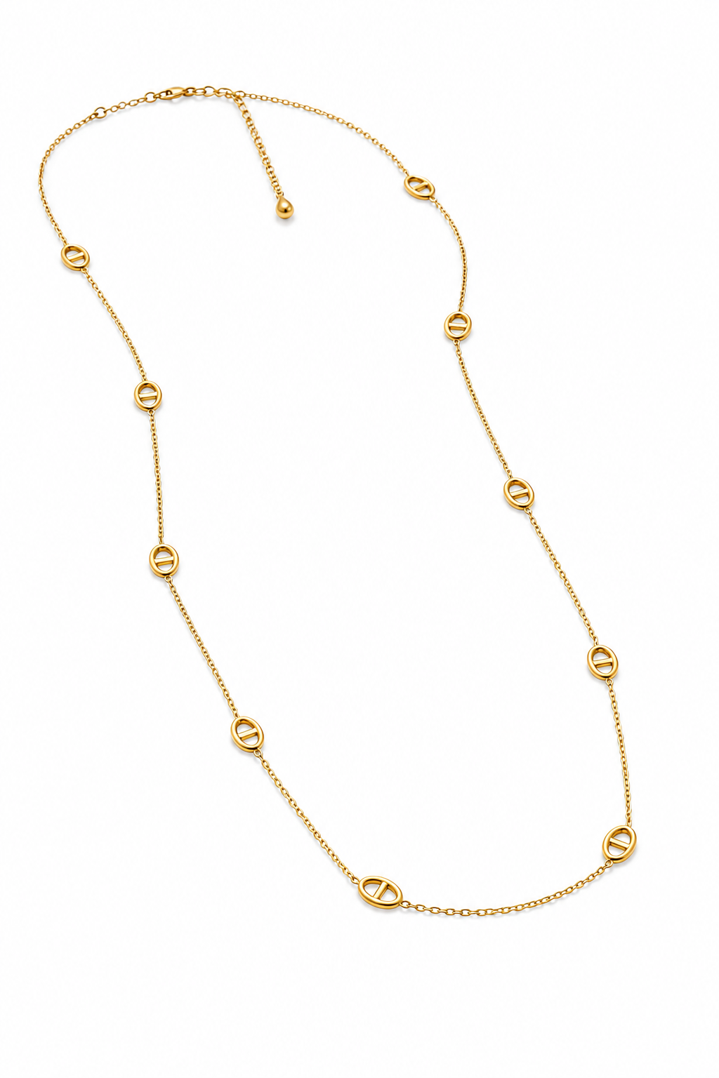 Lina – collier sautoir doré maille marine