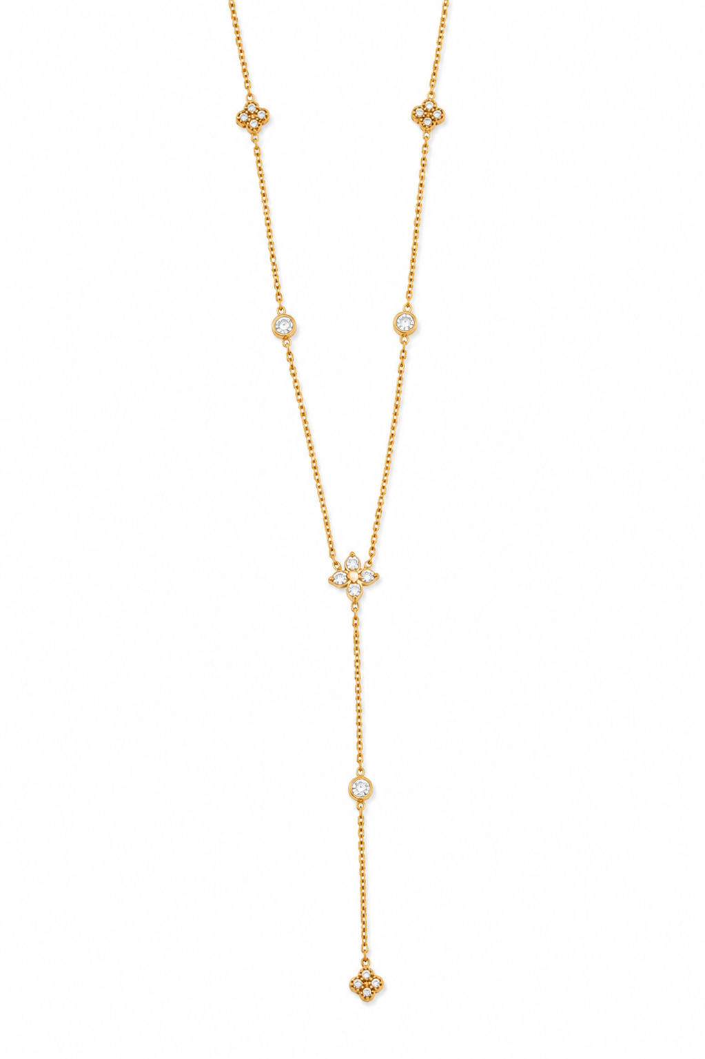 Naïa – collier Y doré motifs zircon