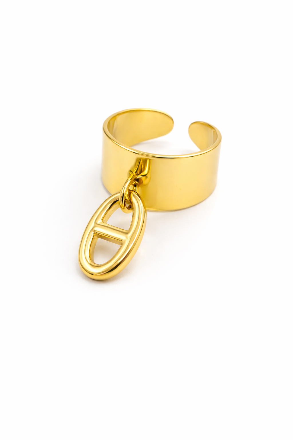 Véra - bague dorée ajustable pendentif maille