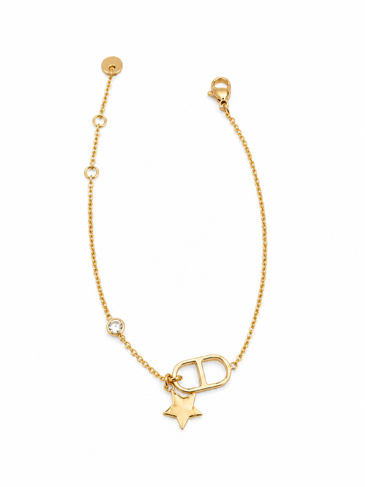 Solia - bracelet ajustable doré pendentif étoile fine