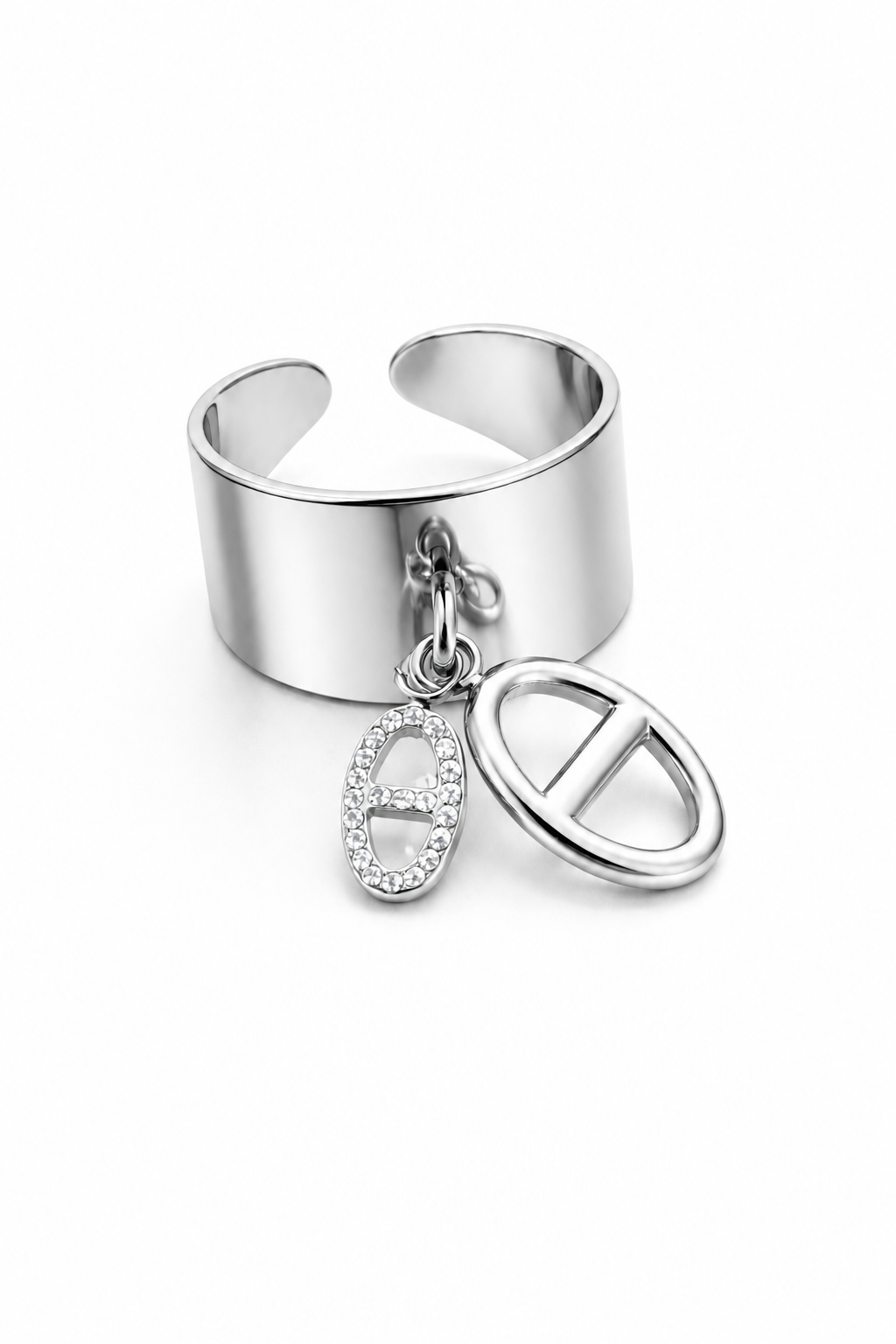 Vélora - bague ajustable pendentif doubles maille