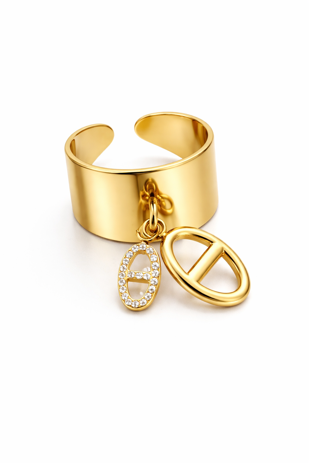 Vélora - bague ajustable pendentif doubles maille