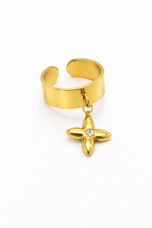Aurélia - bague ajustable dorée pendentif étoile