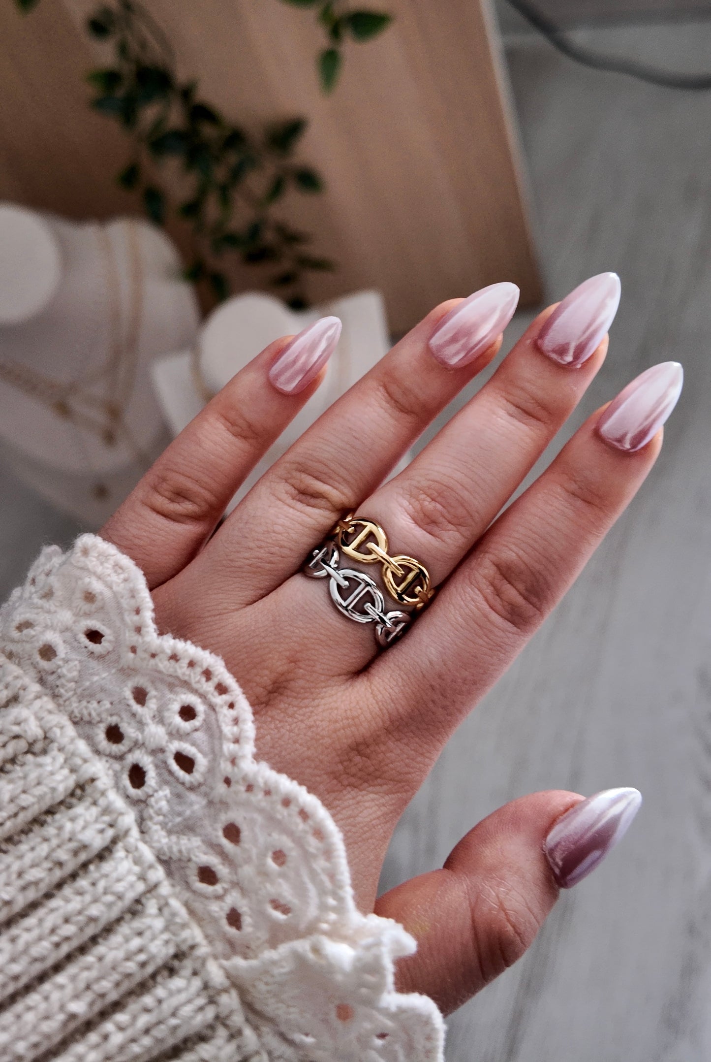 Elora - bague dorée chaîne ajustable