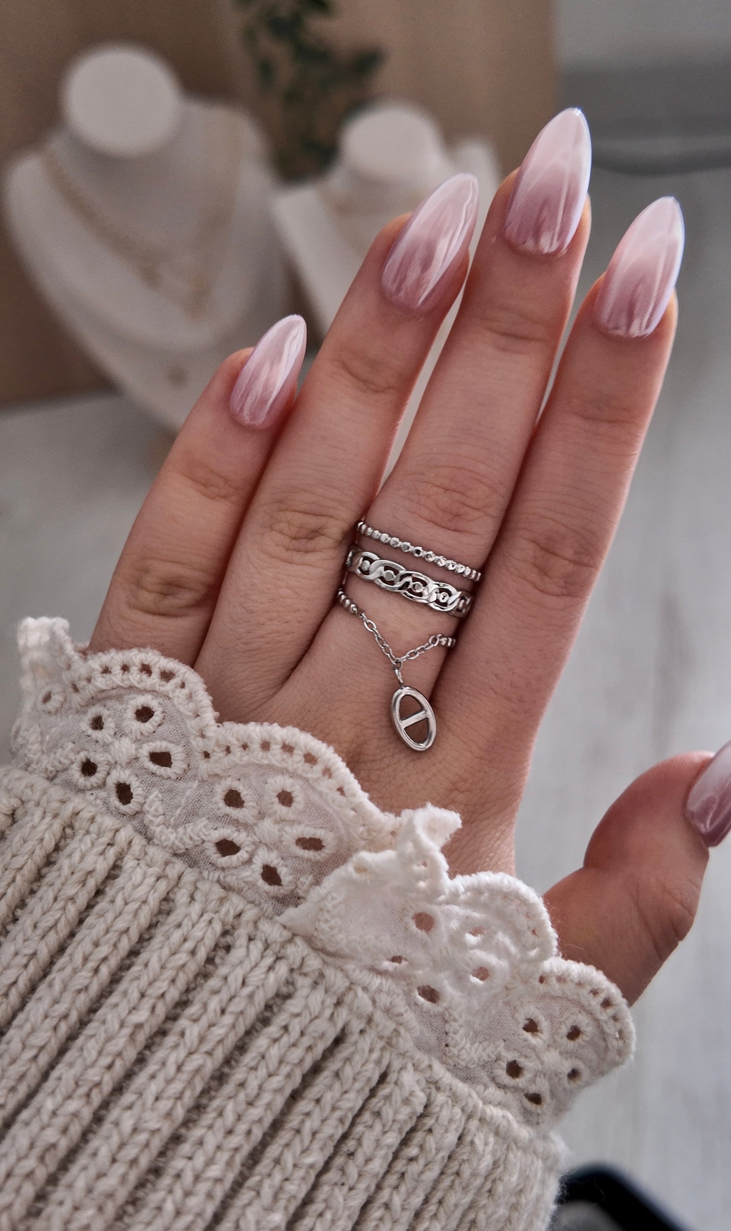 Auréa – bague chaîne marine ajustable